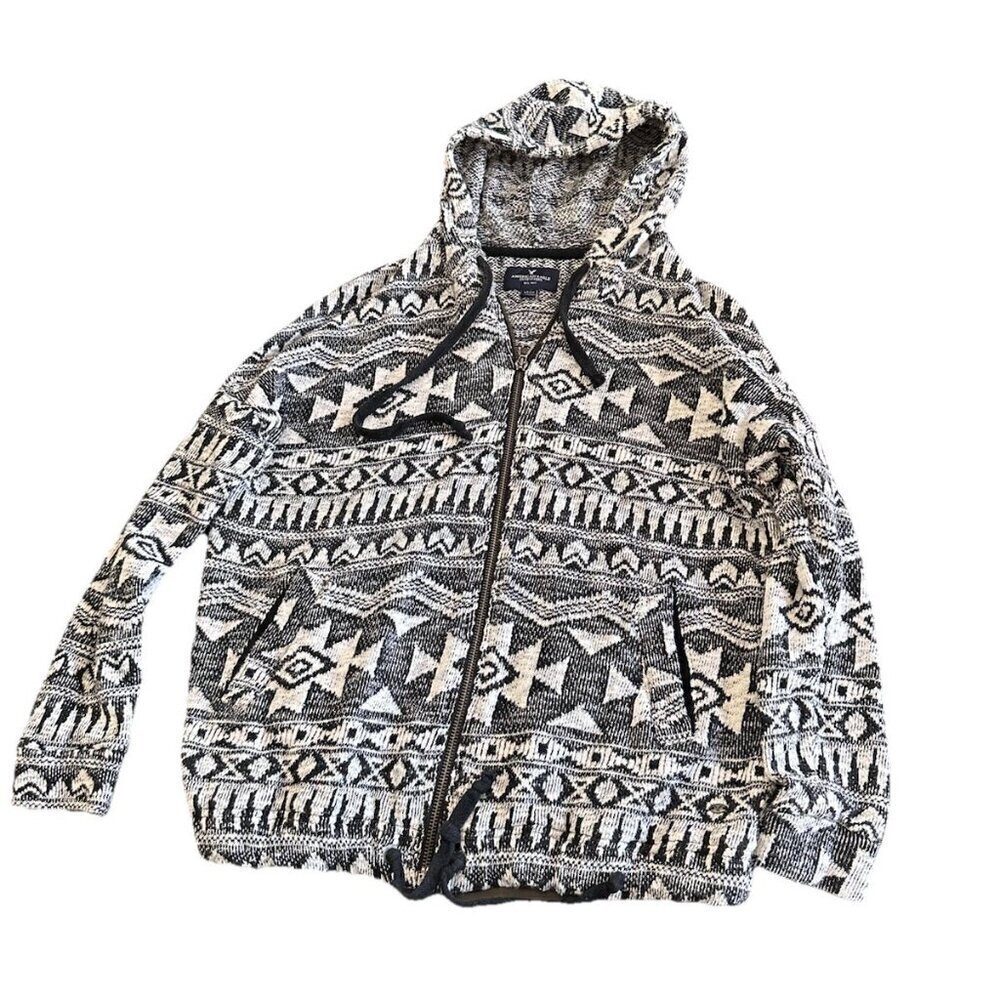 American Eagle Aztec Zip Up Hoodie Sweater Small
